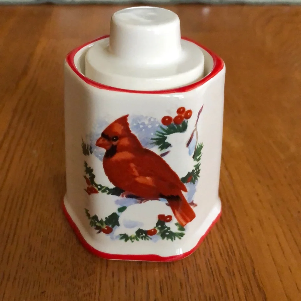 Ceramic winter Cardinal candle